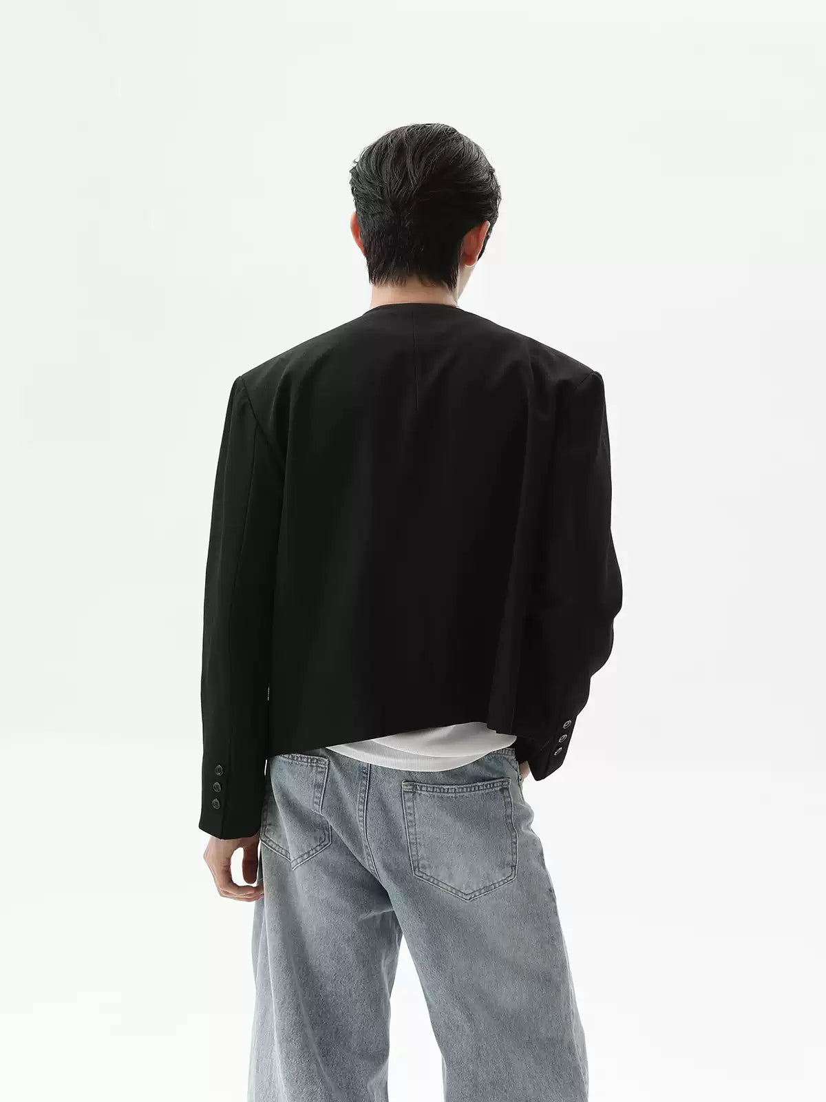 เสื้อแจ็คเก็ตสไตล์จีนวินเทจ ไม่มีปก ทรงหลวม ดีไซน์กระดุม ดูหรูหรา