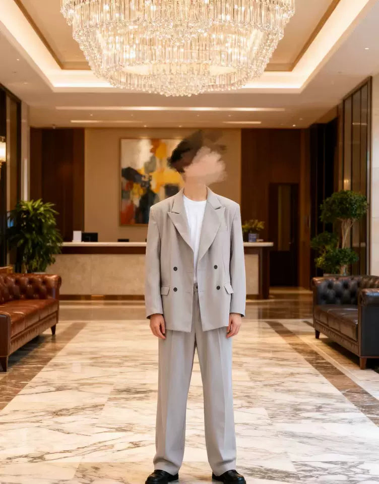 สูทผู้ชายแบบกระดุมสองแถว ชุดสูทแฟชั่นสไตล์หนุ่มทันสมัย