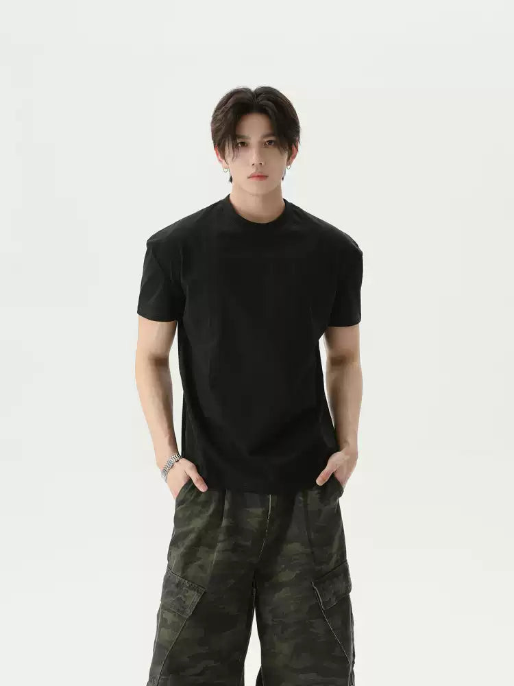 เสื้อยืดโอเวอร์ไซส์คอกลมพื้นสีเรียบ สไตล์วินเทจอเมริกัน